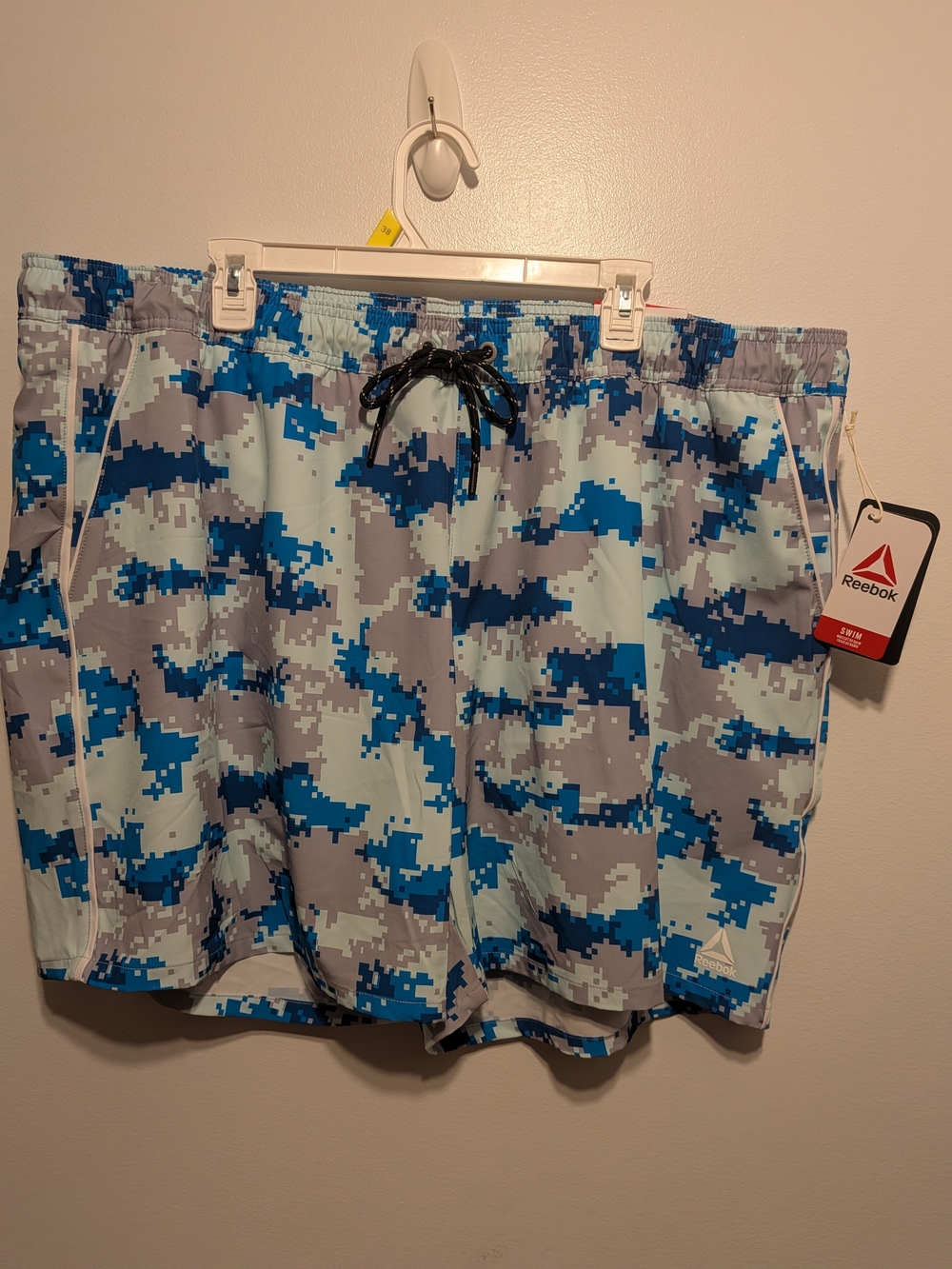 Reebok Men’s Blue and Gray Digital Camo Swim Trunks